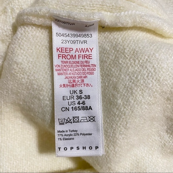NWT Topshop Ivory Cable Stitch Knit Sleeve Pullover Crop Cream Sweater Size 4/6 - Picture 6 of 7